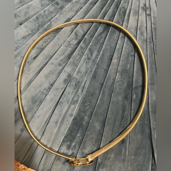 Vntge Metal Gold chain Snake Belt Elastic Oval. BuckleStretch Fashion 27’ Small - Picture 2 of 8